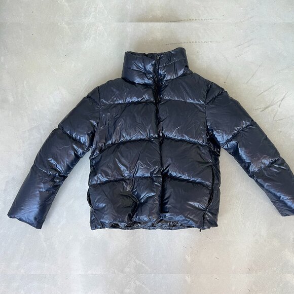 Duvetica cropped navy blue down puffer jacket cropped, size 40 IT/S/4 US - Picture 1 of 11